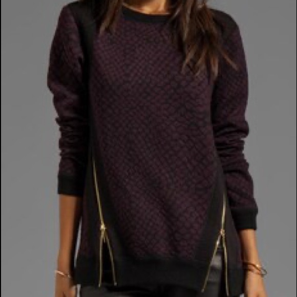 Rebecca Taylor Knit Pullover Sweater with Zipper Details - Wine - Picture 5 of 16